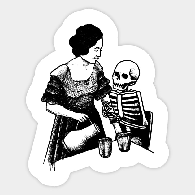 Woman skeleton drink Sticker by RicardoCarn